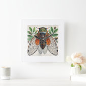 Periodical cicada 100924IREF226 - Watercolor Quadratische Wanduhr (Zuhause)