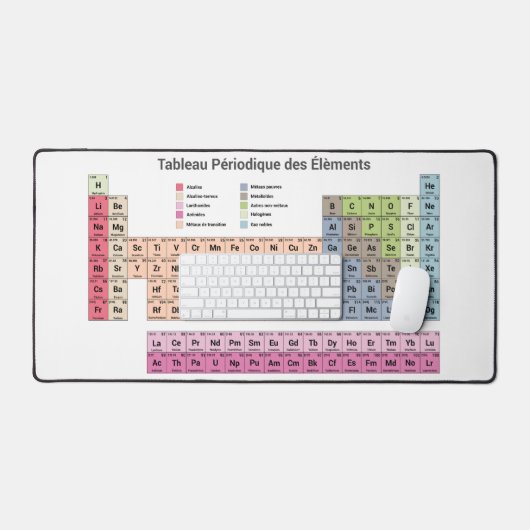 Periodische Elementübersicht in der französischen Schreibtischunterlage (Tastatur & Maus)