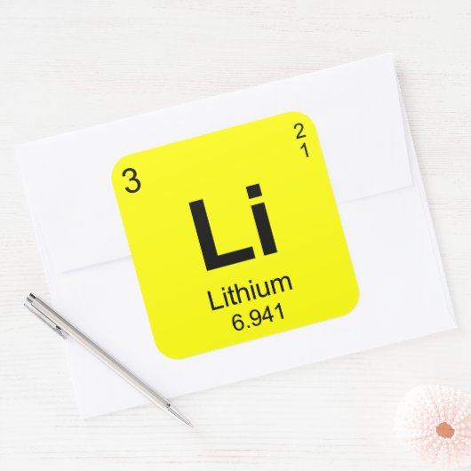 Periodische Elementübersicht (Lithium) Quadratischer Aufkleber (Umschlag)