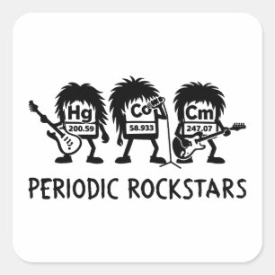 Periodische Rockstars Chemie Humor Quadratischer Aufkleber