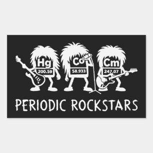 Periodische Rockstars Chemie Humor Rechteckiger Aufkleber
