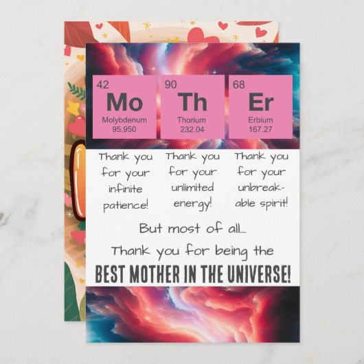 Periodische Tabelle am Muttertag Dankeskarte (Vorne/Hinten)