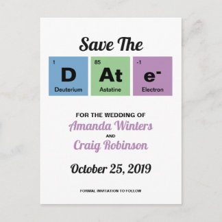 Periodische Tabelle der Elemente Ankündigungspostkarte