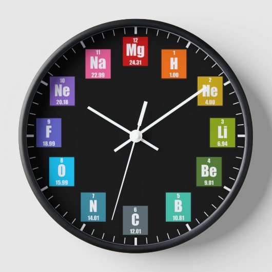 Periodische Tabelle der Elemente Farbstoffchemie Uhr (Vorderseite)