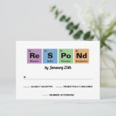 Periodische Tabelle der Elemente Hochzeit RSVP Karte (Stehend Vorderseite)