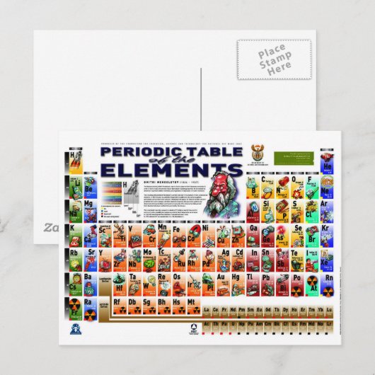 Periodische Tabelle der Elemente Postkarte (Vorne/Hinten)