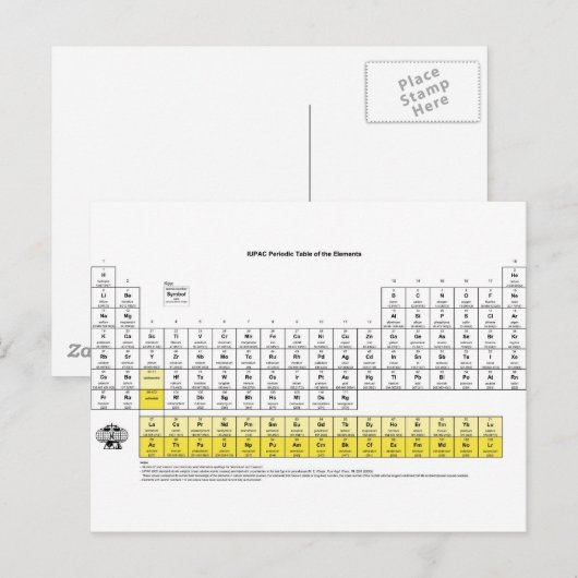 Periodische Tabelle der Elemente Postkarte (Vorne/Hinten)