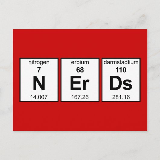 Periodische Tabelle der Nerd Postkarte (Vorderseite)