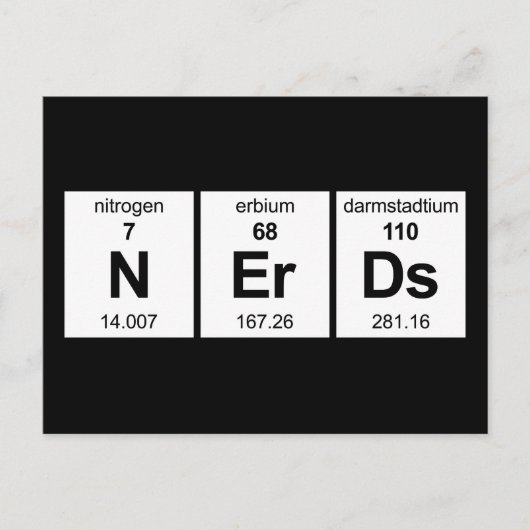 Periodische Tabelle der Nerd Postkarte (Vorderseite)