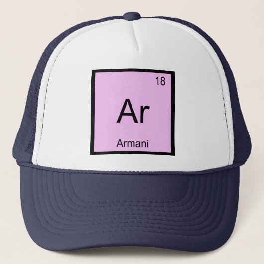 Periodische Tabelle für Armani Name Chemistry Elem Truckerkappe (Vorderseite)