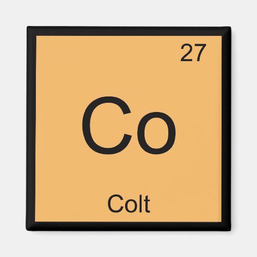 Periodische Tabelle für den Colt Name Chemistry El Magnet (Vorne)