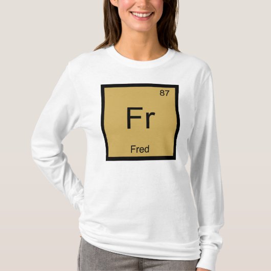 Periodische Tabelle für Fred Name Chemistry Elemen T-Shirt (Vorderseite)