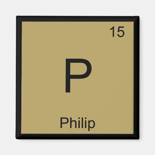 Periodische Tabelle für Philip Name Chemistry Elem Magnet (Vorne)