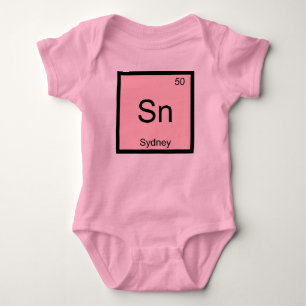 Periodische Tabelle für Sydney Name Chemistry Elem Baby Strampler