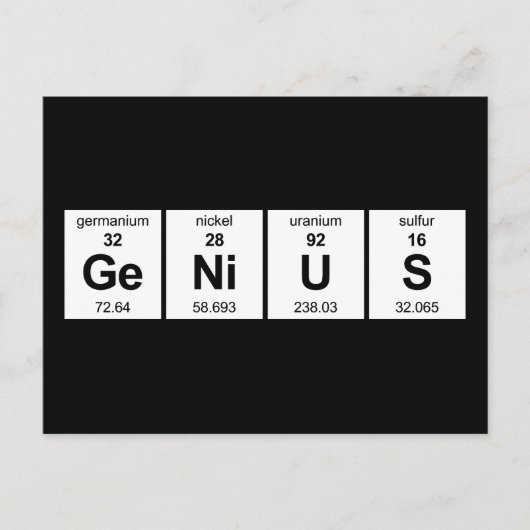 Periodische Tabelle GeNiUS Postkarte (Vorderseite)