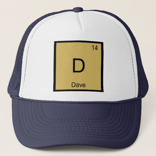 Periodische Tabelle mit dem Dave Name Chemistry El Truckerkappe (Vorderseite)