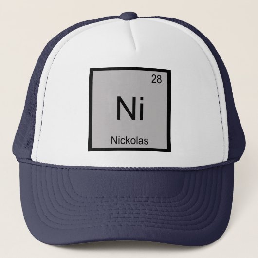 Periodische Tabelle mit dem Namen Chemistry Elemen Truckerkappe (Vorderseite)
