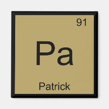 Periodische Tabelle "Patrick Name Chemistry Elemen