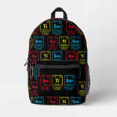 Periodische Tabelle zur Sensibilisierung für Autis Bedruckter Rucksack (Vorderseite)