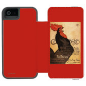 Periodischer Cocorico Hahn-förderndes Plakat Incipio iPhone Geldbeutel-Hülle (Folio Geöffnet)