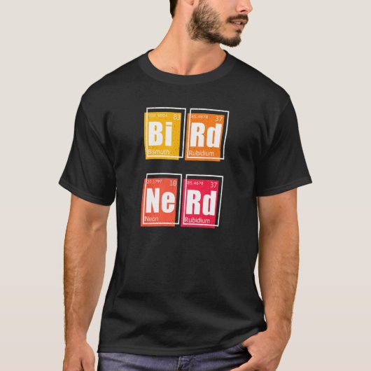 Periodischer NERD der Vogelbeobachtung Elemente im T-Shirt (Vorderseite)