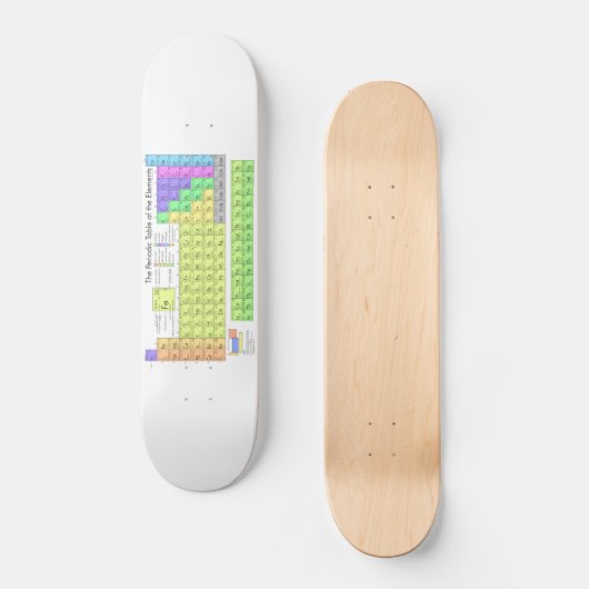 Periodischer Tisch der Elemente farbig Skateboard (Vorderseite)