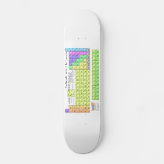Periodischer Tisch der Elemente farbig Skateboard (Vorderseite)