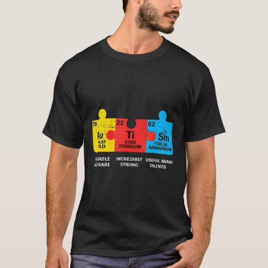 Periodischer Tischtennisstil für Autismus-Elemente T-Shirt (Vorderseite)