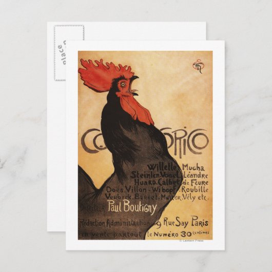 Periodisches Cocorico Rooster Promotionposter Postkarte (Vorne/Hinten)