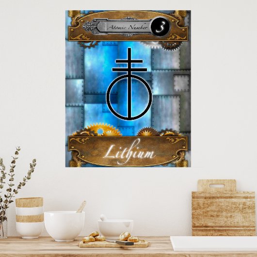 Periodisches Lithium Atomzahl #3 Poster (Küche)