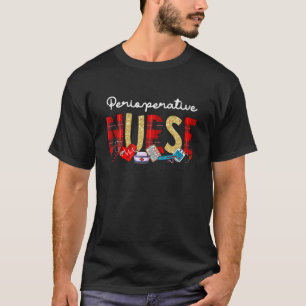 Perioperative Nurse Karierte Glitzer Liebe Herzsti T-Shirt