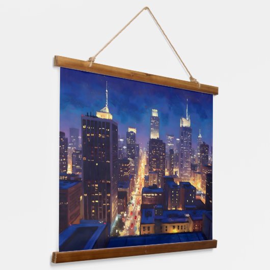 Peripheral Metropolis View Wandteppich Mit Holzrahmen (Gewinkelt)