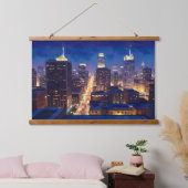 Peripheral Metropolis View Wandteppich Mit Holzrahmen (Schlafzimmer)