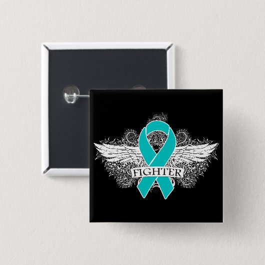 Peritonealer Krebs kämpfen Flügel Button (Vorne & Hinten)