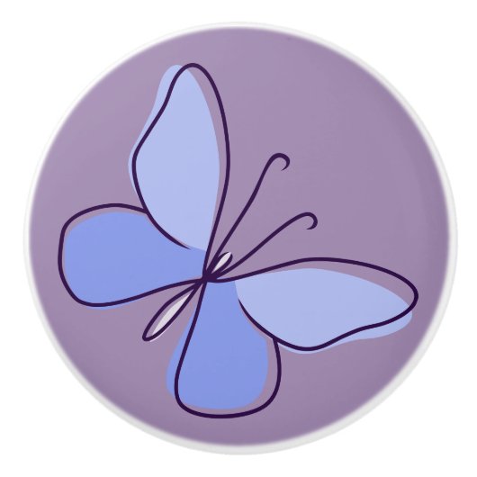 Periwinkel Blue Butterfly Flutter Lavendel Keramikknauf (Vorderseite)