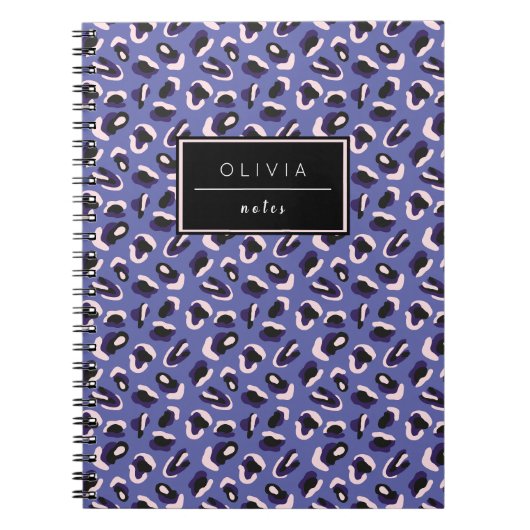 Periwinkle Animal Print Named Notebook Notizblock (Vorderseite)