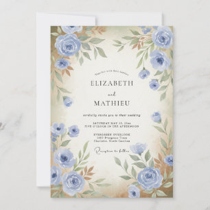 Periwinkle Antike Rosenhochzeit Einladung