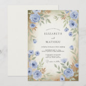 Periwinkle Antike Rosenhochzeit Einladung (Vorne/Hinten)