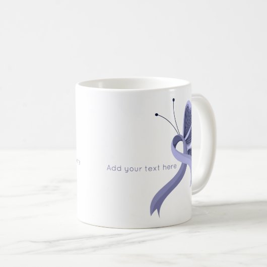 Periwinkle Awareness Ribbon Butterfly Kaffeetasse (VorderseiteRechts)