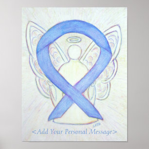 Periwinkle Awareness Ribbon Guardian Angel Print Poster
