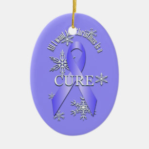 Periwinkle Awareness Ribbon Weihnachtsschnee Keramik Ornament