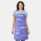 Periwinkle Baking Words Kitchen Schürze (Getragen)