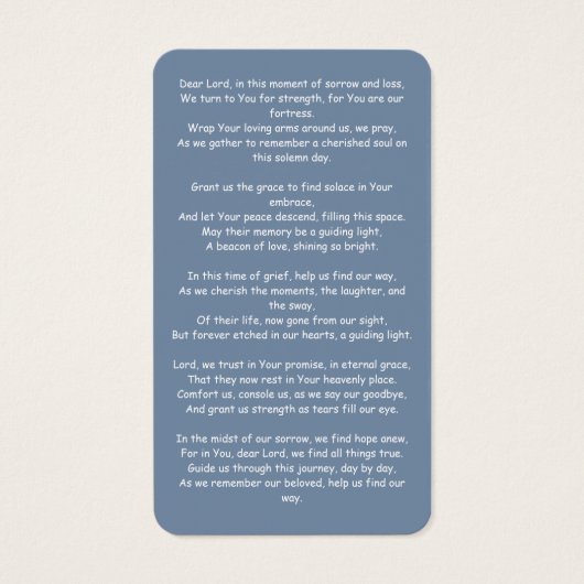 Periwinkle Beerdigungskarte (Rückseite)