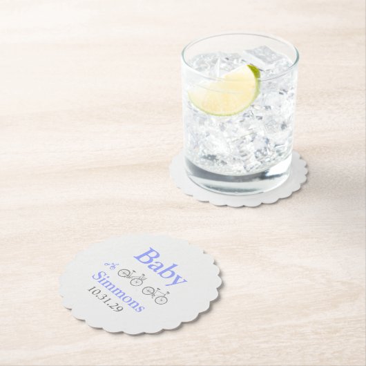 Periwinkle Bicycle Baby Shower Untersetzer (Vor Ort)