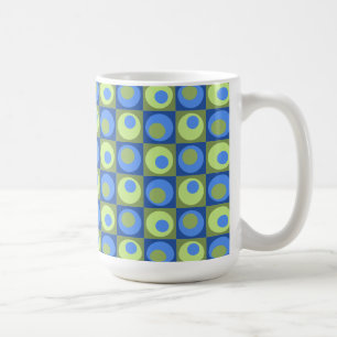 Periwinkle Blau Grüner Platz Dot Geometrisches Mus Kaffeetasse
