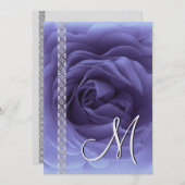 PERIWINKLE BLAU Rose & Spitzen Hochzeit Einladunge Einladung (Vorne/Hinten)