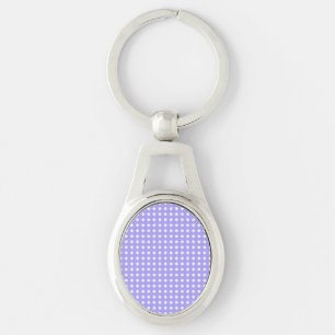 Periwinkle Blau und Weiß Geometrisches Muster Schlüsselanhänger