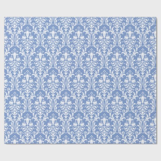 Periwinkle Blauer Blauer Blumenwirt Damask 2 Geschenkpapier (Flach)