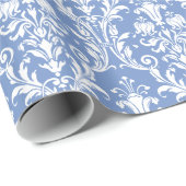 Periwinkle Blauer Blauer Blumenwirt Damask 2 Geschenkpapier (Rolleneckpunkt)