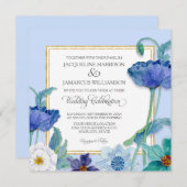 Periwinkle Blaues Weißes Wasserfarben Blumenmohn L Einladung (Vorne/Hinten)